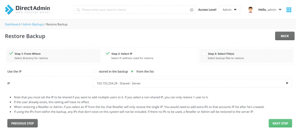 Hướng dẫn Backup website với Admin Backup/Transfer Trên DirectAdmin