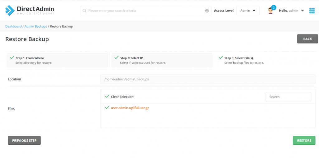 Hướng dẫn Backup website với Admin Backup/Transfer Trên DirectAdmin
