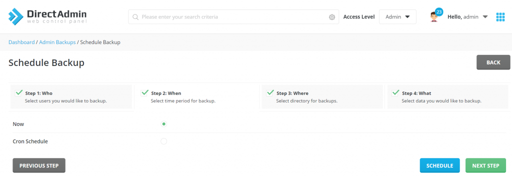 Hướng dẫn Backup website với Admin Backup/Transfer Trên DirectAdmin