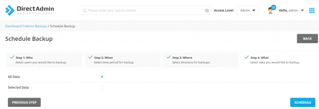 Hướng dẫn Backup website với Admin Backup/Transfer Trên DirectAdmin