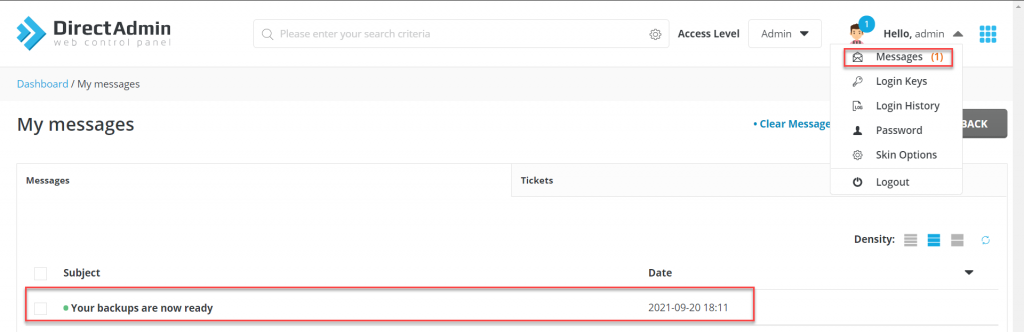 Hướng dẫn Backup website với Admin Backup/Transfer Trên DirectAdmin