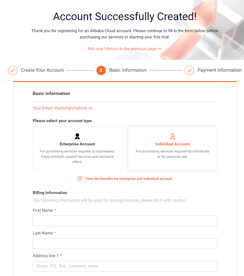 Đăng Kí Tài Khoản Alibaba Cloud