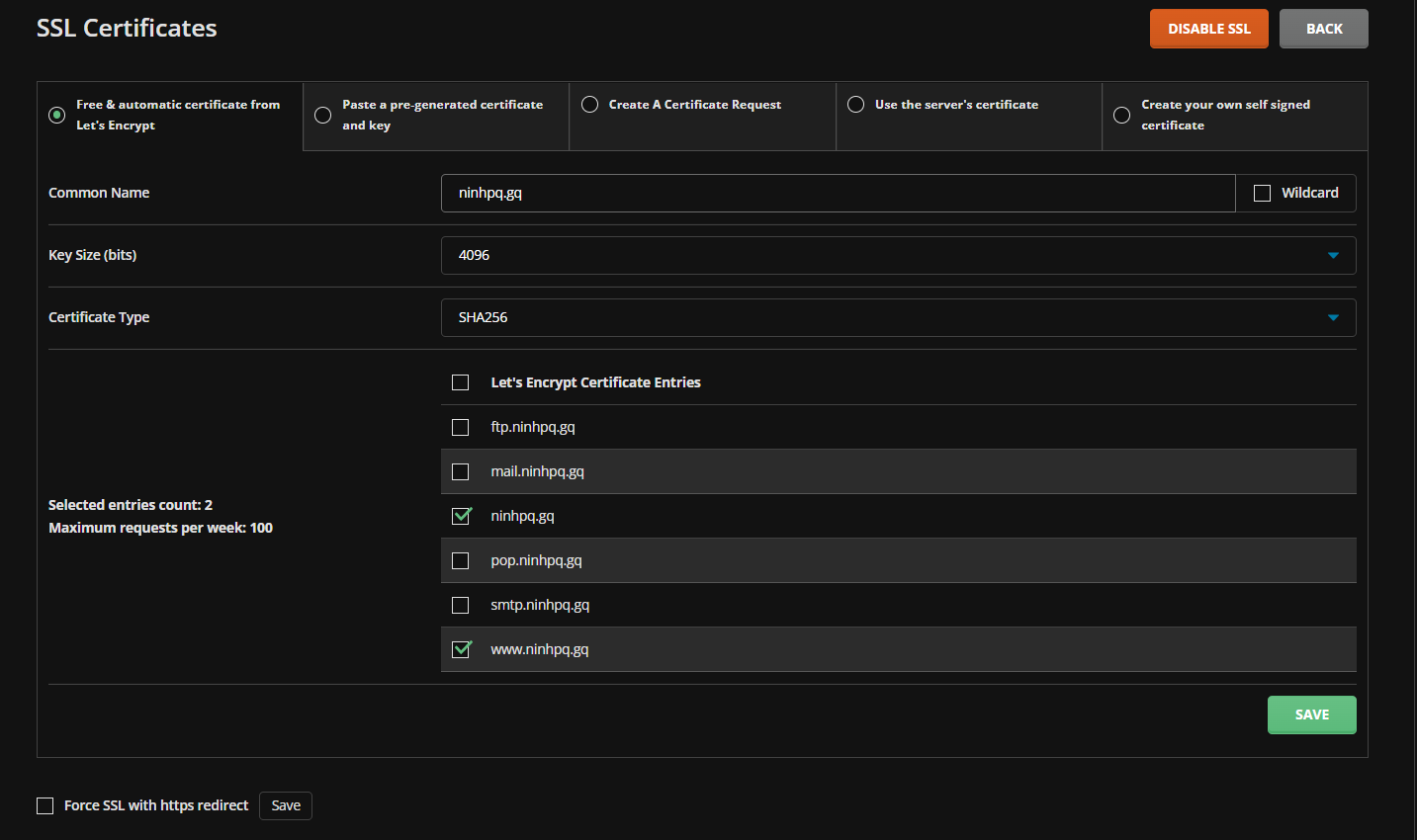 Free SSL Trên DirectAdmin