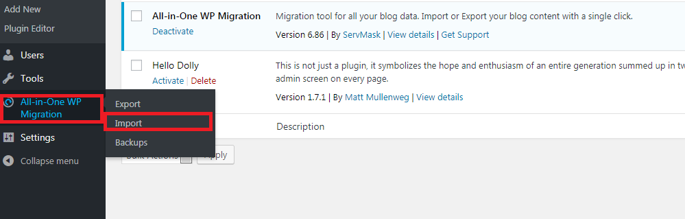 Backup WordPress bằng plugin All-in-One WPMigration