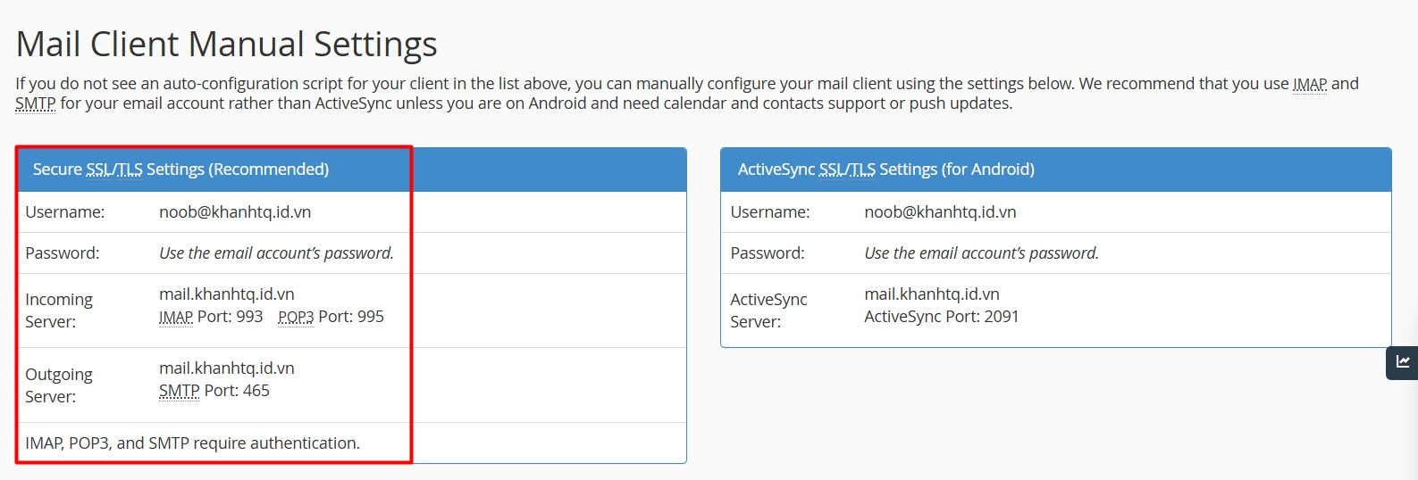 Thông tin cấu hình Thông tin cấu hình