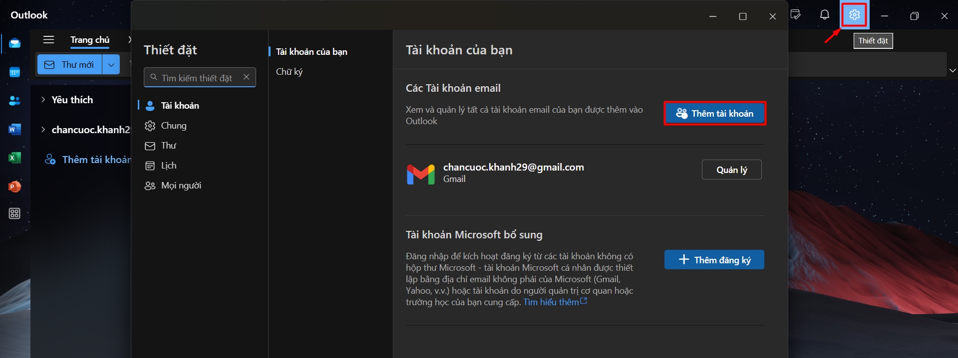 Thêm tài khoản Thêm tài khoản