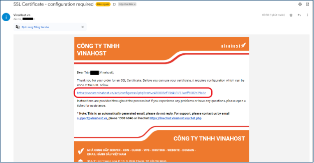 Thông báo gia hạn SSL