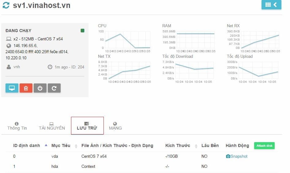 Hướng dẫn sử dụng dịch vụ Cloud server VinaHost