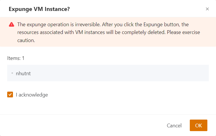 Xóa Một VM instance