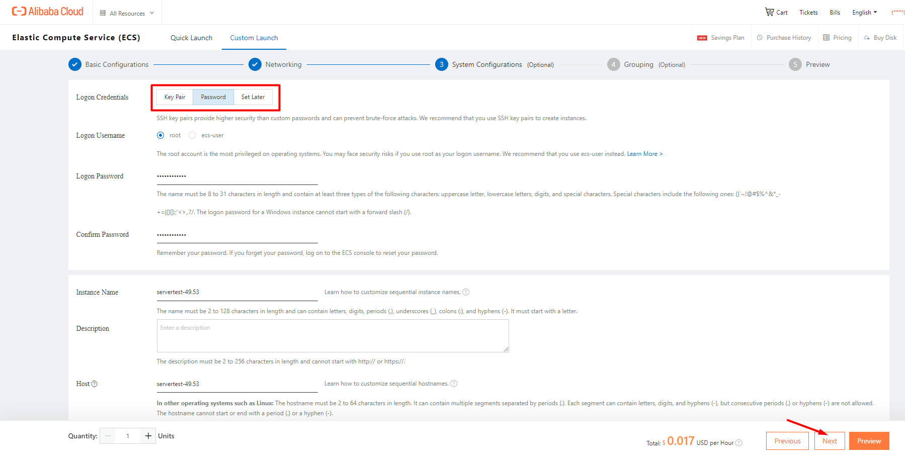 Tạo Dịch Vụ ECS Trên Alibaba Cloud
