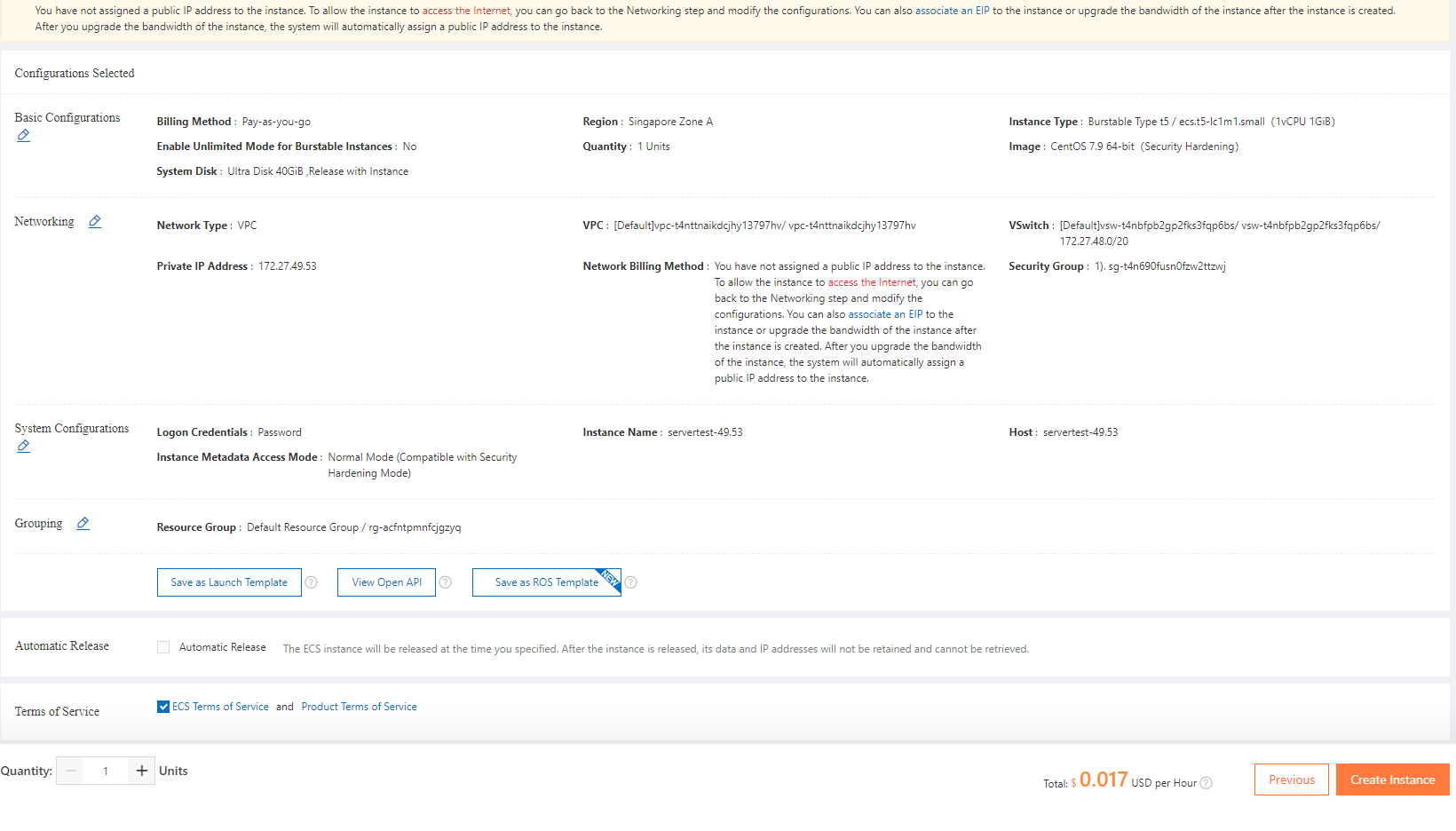 Tạo Dịch Vụ ECS Trên Alibaba Cloud