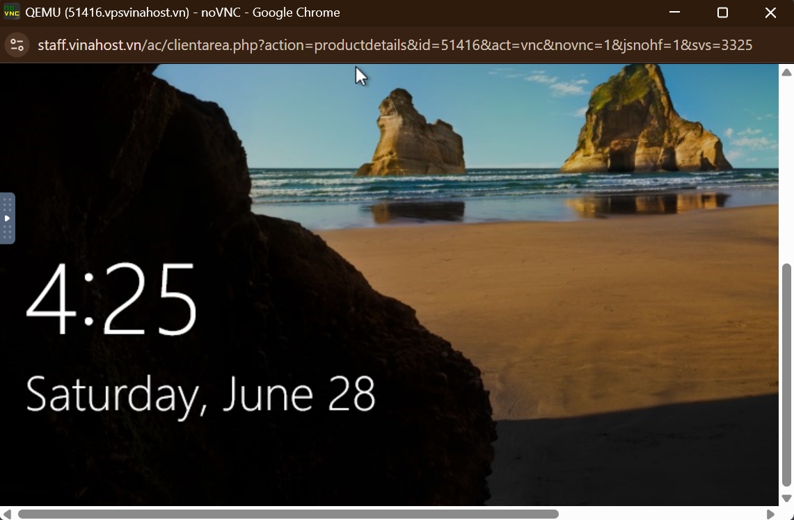 Màn hình console khi kết nối VNC